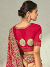 Fuchsia Pink Bandhani Banarasi Georgette Saree With Contrast Blouse