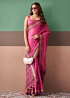 Fuchsia Pink Woven Designer Cotton Saree