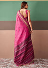 Fuchsia Pink Woven Designer Cotton Saree