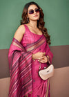 Fuchsia Pink Woven Designer Cotton Saree