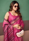 Fuchsia Pink Woven Designer Cotton Saree