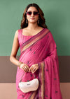 Fuchsia Pink Woven Designer Cotton Saree