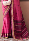 Fuchsia Pink Woven Designer Cotton Saree