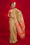 Golden Beige Banarasi Tussar Silk Saree
