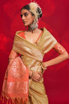Golden Beige Banarasi Tussar Silk Saree