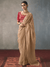Golden Beige Designer Tissue Silk Saree With Contrast Blouse
