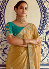Golden Designer Silk Saree With Zari Embroidery