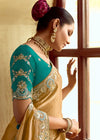 Golden Designer Silk Saree With Zari Embroidery