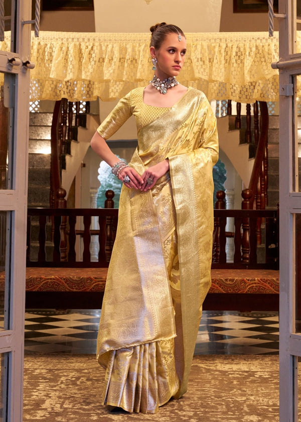 Golden Mustard Banarasi Satin Silk Saree