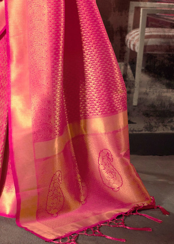 Golden Pink Kanjivaram Saree