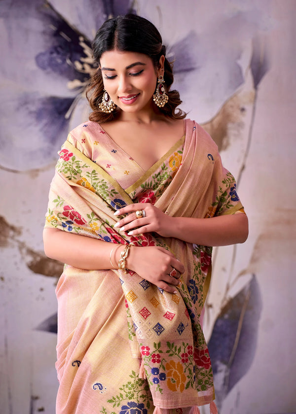 Blush Pink Banarasi Tissue Silk Saree