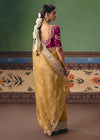 Golden Tissue Silk Saree with Magenta Contrast Blouse