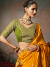 Golden Yellow Banarasi Satin Silk Saree