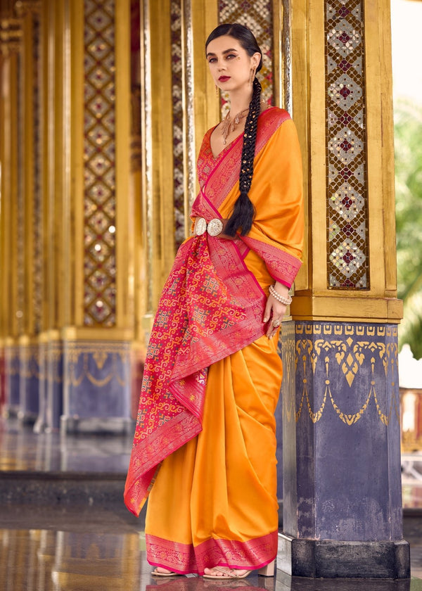 Golden Yellow Banarasi Silk Saree