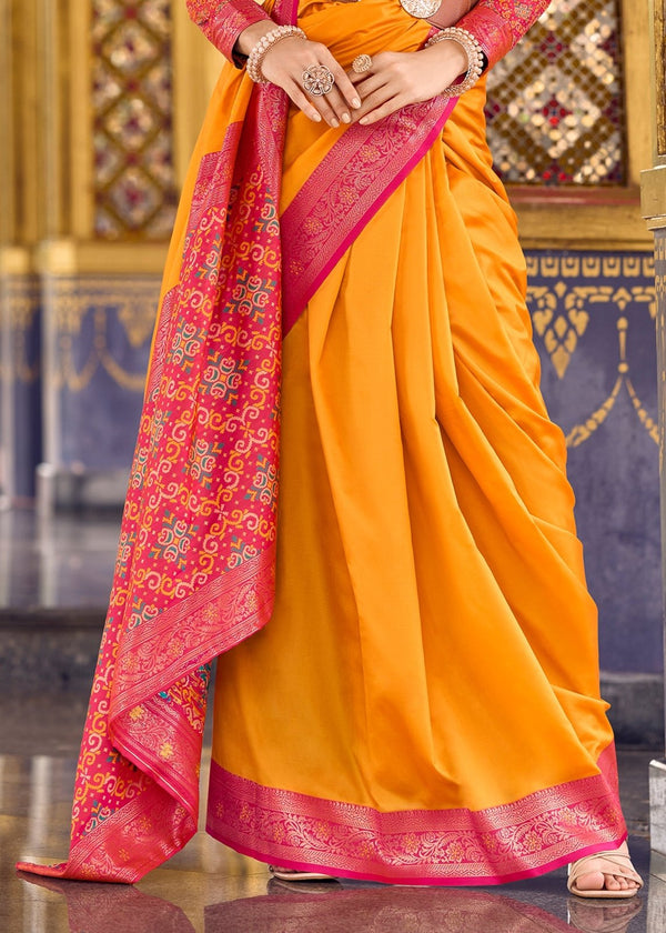 Golden Yellow Banarasi Silk Saree