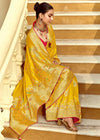 Golden Yellow Banarasi Silk Saree With Contrast Blouse