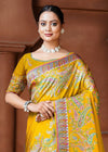 Golden Yellow Designer Silk Saree