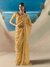 Golden Yellow Embroidered Designer Organza Silk Saree