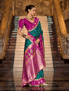 Green Kanjivaram Saree With Contrast Blouse