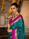 Green Kanjivaram Saree With Contrast Blouse