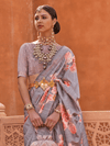 Grey Banarasi Dola Silk Saree