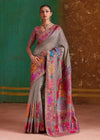 Grey Kashmiri Kani Jamawar Cotton Saree