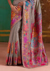 Grey Kashmiri Kani Jamawar Cotton Saree