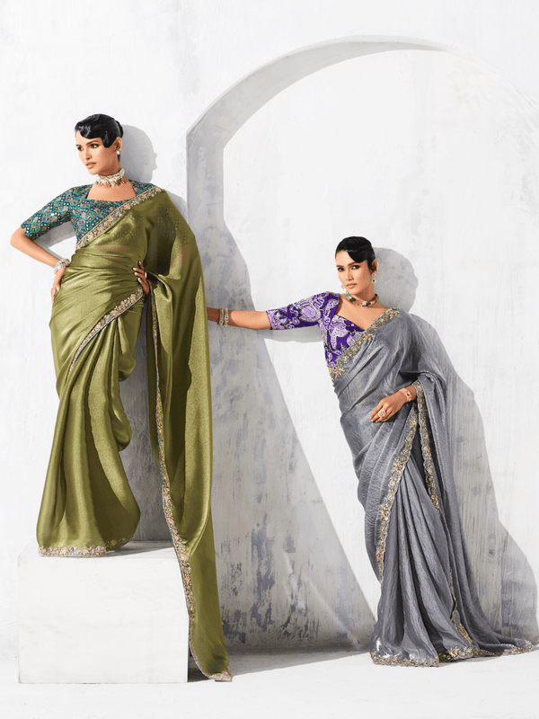 Grey Tissue Silk Saree