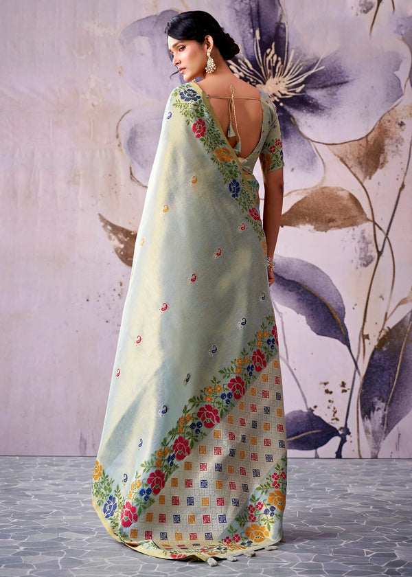 Sage Green Banarasi Tissue Silk Saree