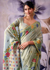 Sage Green Banarasi Tissue Silk Saree