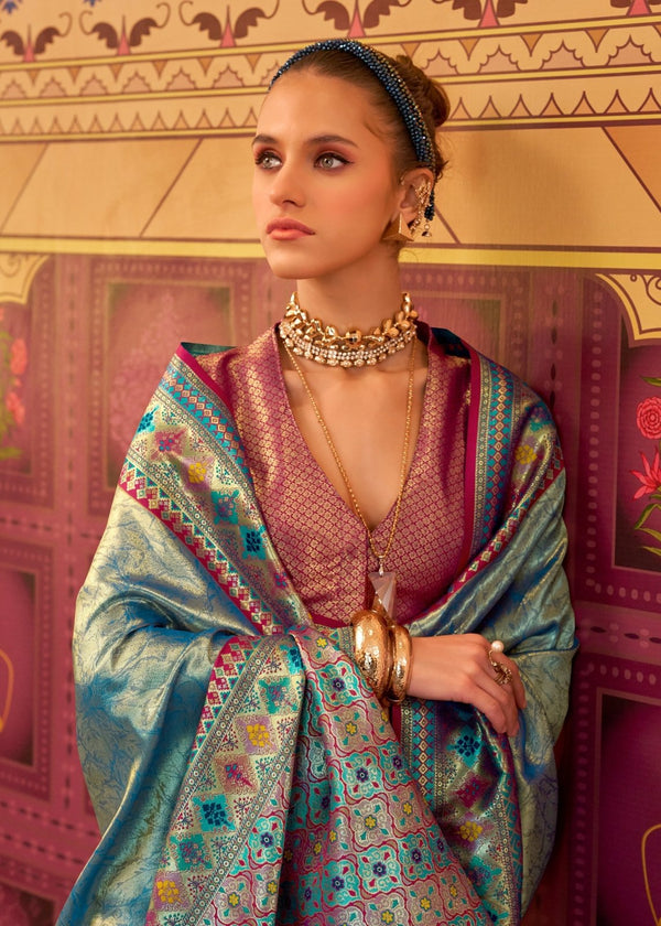 Icy Blue Kanjivaram Silk Saree