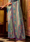 Icy Blue Kanjivaram Silk Saree