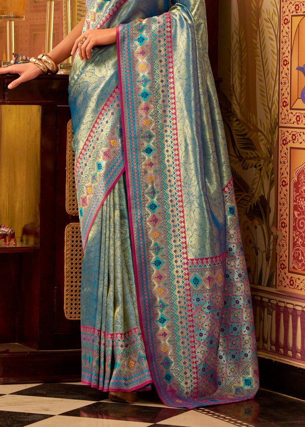Icy Blue Kanjivaram Silk Saree