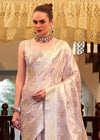Icy Lavender Banarasi Satin Silk Saree