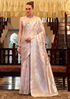 Icy Lavender Banarasi Satin Silk Saree