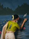 Ivory Banarasi Dola Silk Saree, back view