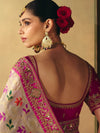 Ivory Cream Bandhani Banarasi Georgette Saree, back view