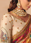 Ivory Cream Multicolor Pichwai Designer Dola Silk Saree