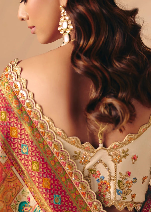Ivory Cream Multicolor Pichwai Designer Dola Silk Saree