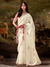 Ivory Embroidered Designer Organza Silk Saree With Contrast Blouse