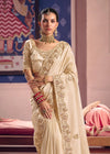 Ivory Zari Tissue Designer Embroidered Saree
