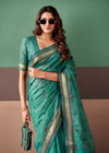 Jade Green Woven Designer Cotton Saree