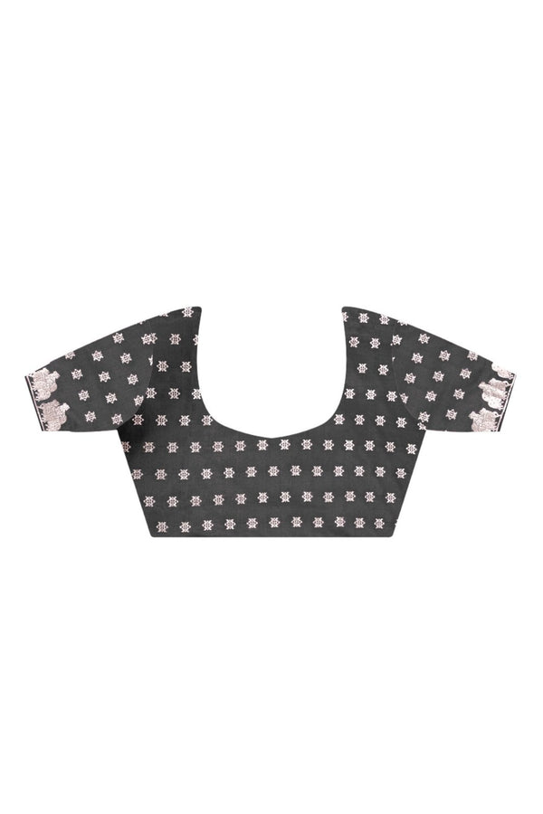 Jet Black Pichwai Satin Silk Saree