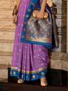 Kanjivaram Silk Saree in Purple and Blue With Zari Buttas