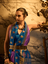 Kanjivaram Silk Saree in Purple and Blue With Zari Buttas