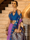 Kanjivaram Silk Saree in Purple and Blue With Zari Buttas