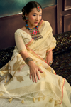 Ivory Cream Banarasi Cotton Silk Saree