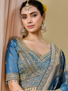 Steel Blue Banarasi Tissue Silk Saree