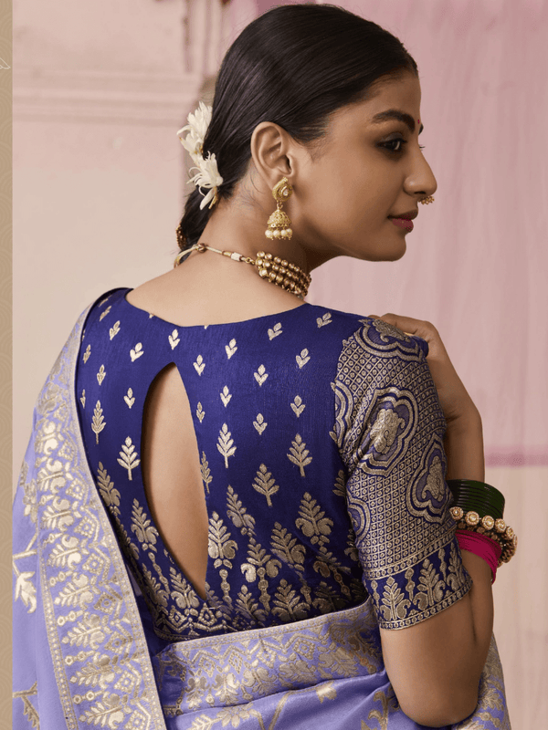 Lavender Banarasi Dola Silk Saree