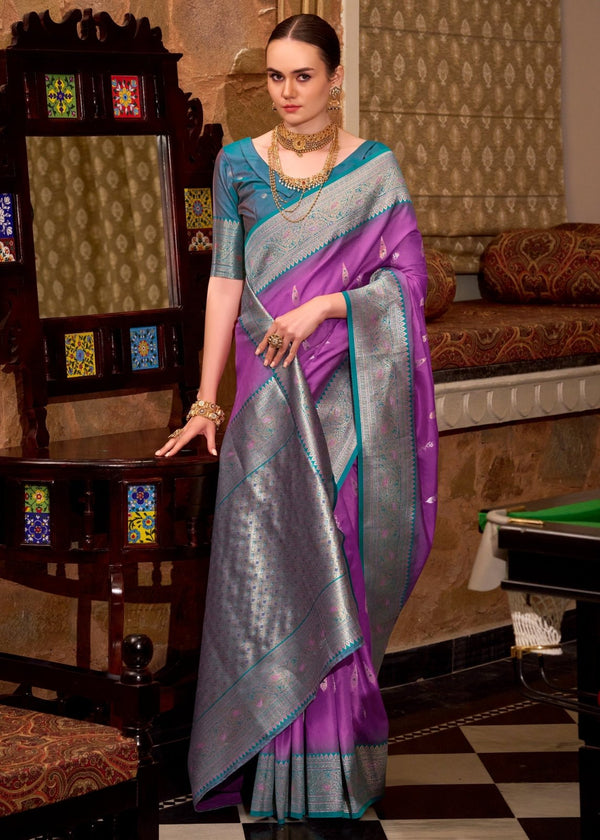 Lavender Banarasi Silk Saree